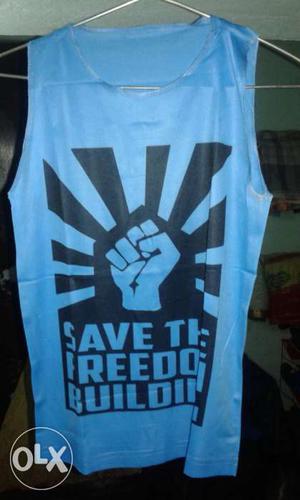 Black Save The Freedom Building Print Tank Top
