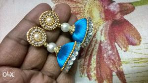 Blue with pearls and stones..