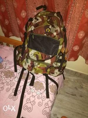 Brown, Green, And Gray Camouflage Backpack