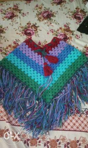 Green, Blue, Purple, And Red Knit Tabletop Decor