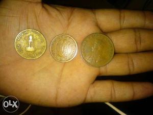 Indian rupees & old coin one Qaarter Anna 