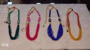 NEW long colourful pearl chain with earing 250rs only
