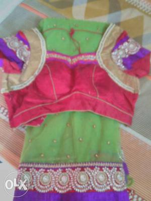 Net sari with heavy stone border and designer