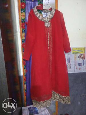 New Red party wear long kurti