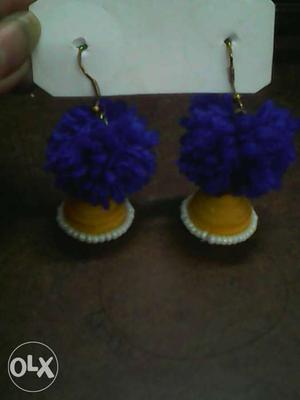 New paper quilling and pom pom earring