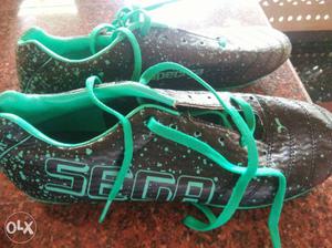 Pair Of Teal-and-black Sega Spectra Cleats