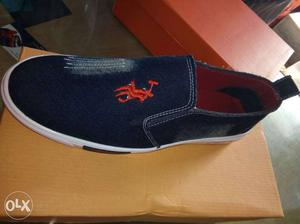 Paired Blue Denim Slip-on Shoe With Box