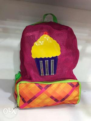 Pink, Green, And Orange Cupcake Print Backpack
