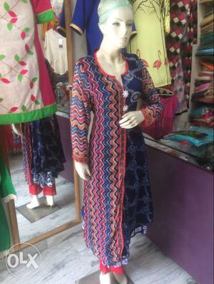 Pure cotton with jorget designer selfie kurti