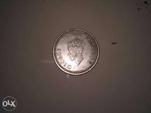 Round Silver George 6 King Emperor British-Indian Coin 