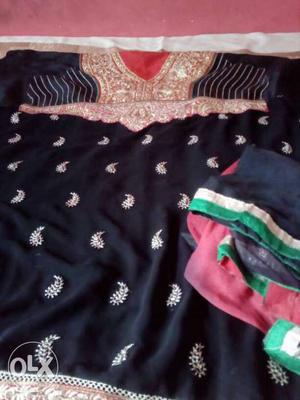 Semistiched salwar piece with pant and shawl
