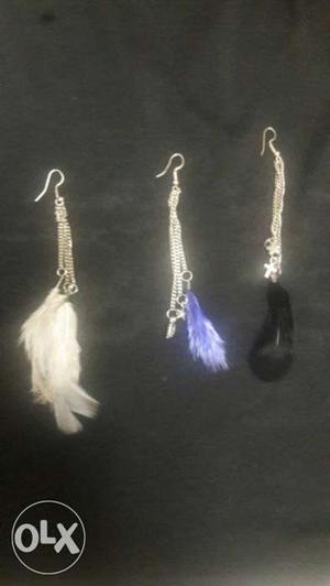 Silver Feather Hook Earrings