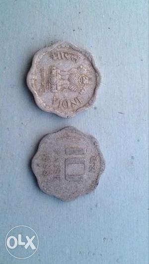 Two 10 Indian Silver Coins