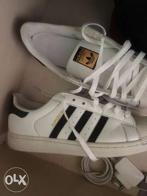 White And Black Adidas Superstar Sneakers 8 no new h