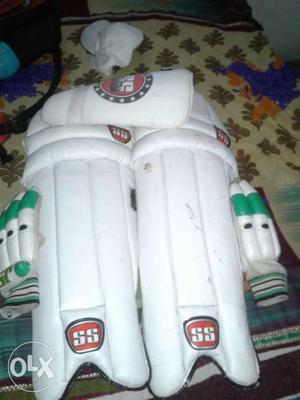 White-and-green Leather Sports Pads