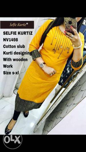 Women's Yellow And Black Long-sleeve Dress