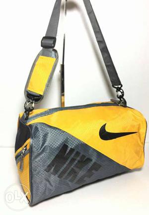 Yellow And Gray Nike Duffel Bag