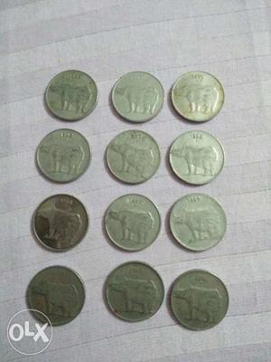 12 Round Silver Coins
