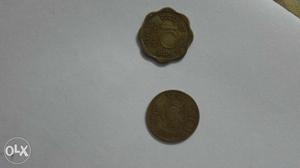 Antique 10 paise and 20 paise coins each costing