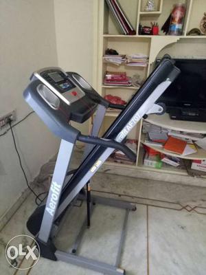 Black And Gray Aerofit Folding Treadmill