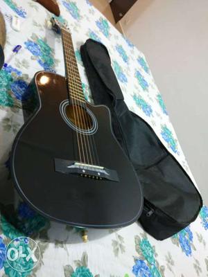Black Cutaway Acoustic Guitar with Bag