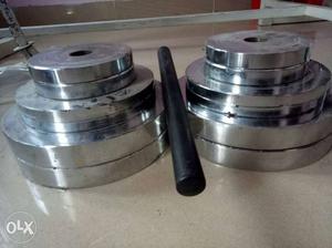 Gym iytems All Stainless Steel items.Total 90 kgs