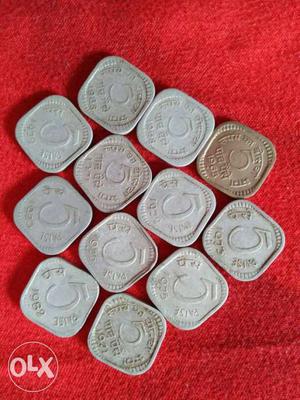 Indian old coins 5 Paisa  to  silver