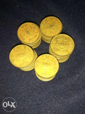 Lotus 20 paise each coin 100 rs