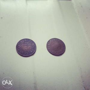 Old indian coins of 1 quarter of  and .