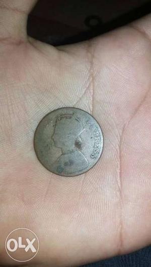 Old quarter Anna indian coin ()