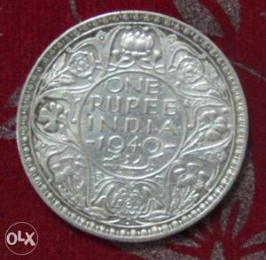 One Rs British George Vi Silver Coin  yrs
