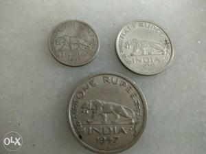  One Rupee, Half Rupee, Quarter Rupee Coin