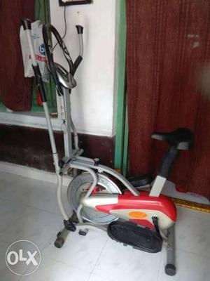 Silver And Red Elliptical Trainer