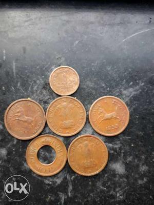 Six Round Bronze Coins