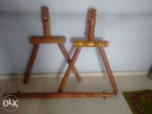 Two Brown Wooden Tool Stands