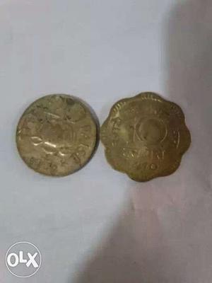 Two Round And Scallope Edge Copper Coins