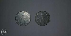 Two Round Silver 25 Indian Coins