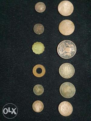 Very old Indian 12 coins,years range  to 