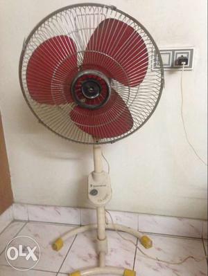 White And Red Crompton Pedestal Fan