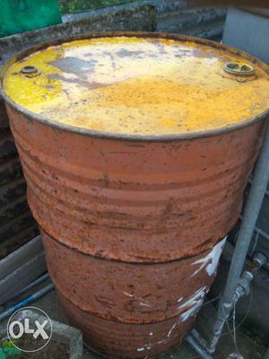 Yellow And Brown Steel Drum Container