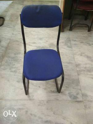 10 chairs Black Metal Framed Blue Padded Seat Chair (Fixed