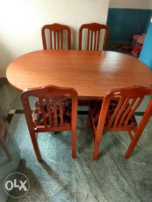 4 chair with cushion wooden dining set