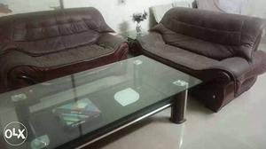 4 seater leather sofa set with centre table