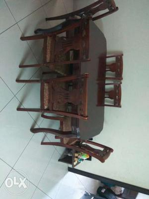 6 seater dinning table. Chair may need repairing.