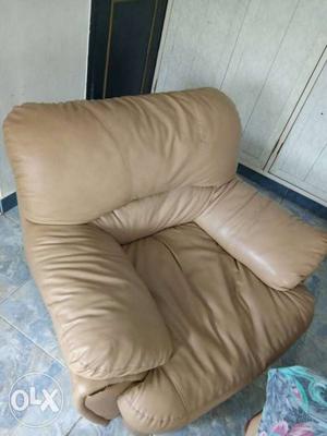 Beige Leather Sofa Chair