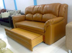 Brown Leather Storage Sofa