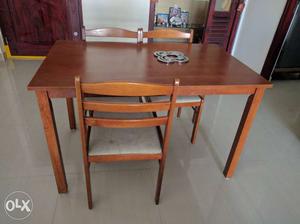 Brown Wooden 4-piece Table Set