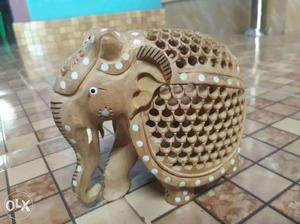 Brown Wooden Elephant Figurine handmade.from Thailand. 2ps