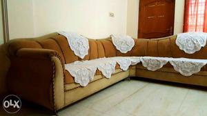 L Shape Sofa (3 + 3+ 1 Seater) in Awesome Condition + DEEWAN