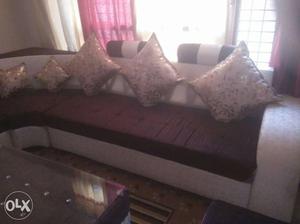 L shape sofa set with center table